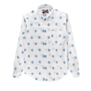 NAKED & FAMOUS x Street Fighter 2 white Hadouken jacquard shirt size med…